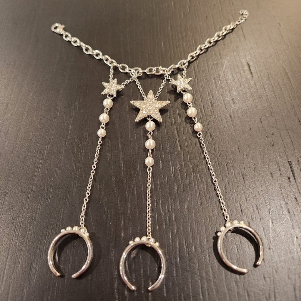 Rhinestone Star Bracelet With Rings